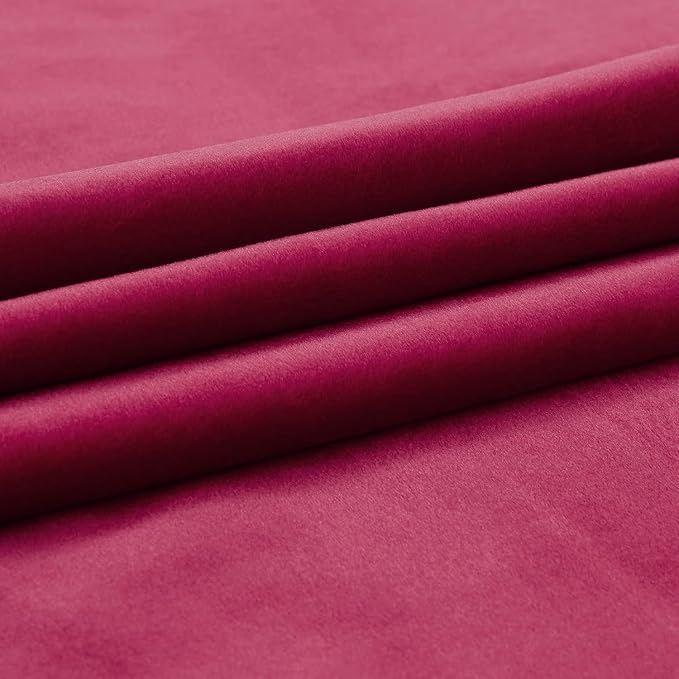 PRIMROSE Red Curtains 102 inch for Living Room Velvet Drapes Blackout Rod Pocket Back Tab Window Treatment Semi Room Darkening Decor Curtains for Bedroom Set of 2 Panels