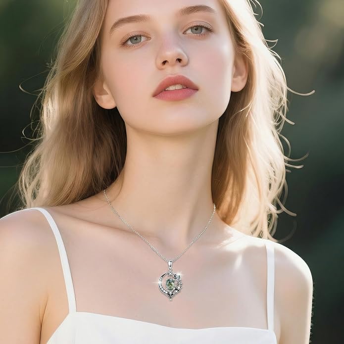 PELOVNY Celtic Knot Necklaces for Women 925 Sterling Silver Gemstone/Birthstone Teardrop Infinity Necklace Irish Celtic Pendant Jewelry Gifts for Mom Daughter Wife