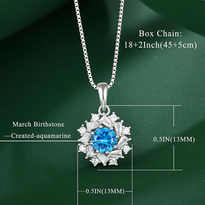 Birthstone Necklace 925 Sterling Silver Round 5A Cubic Zirconia Pendant Necklace Jewelry Birthday Gifts for Women