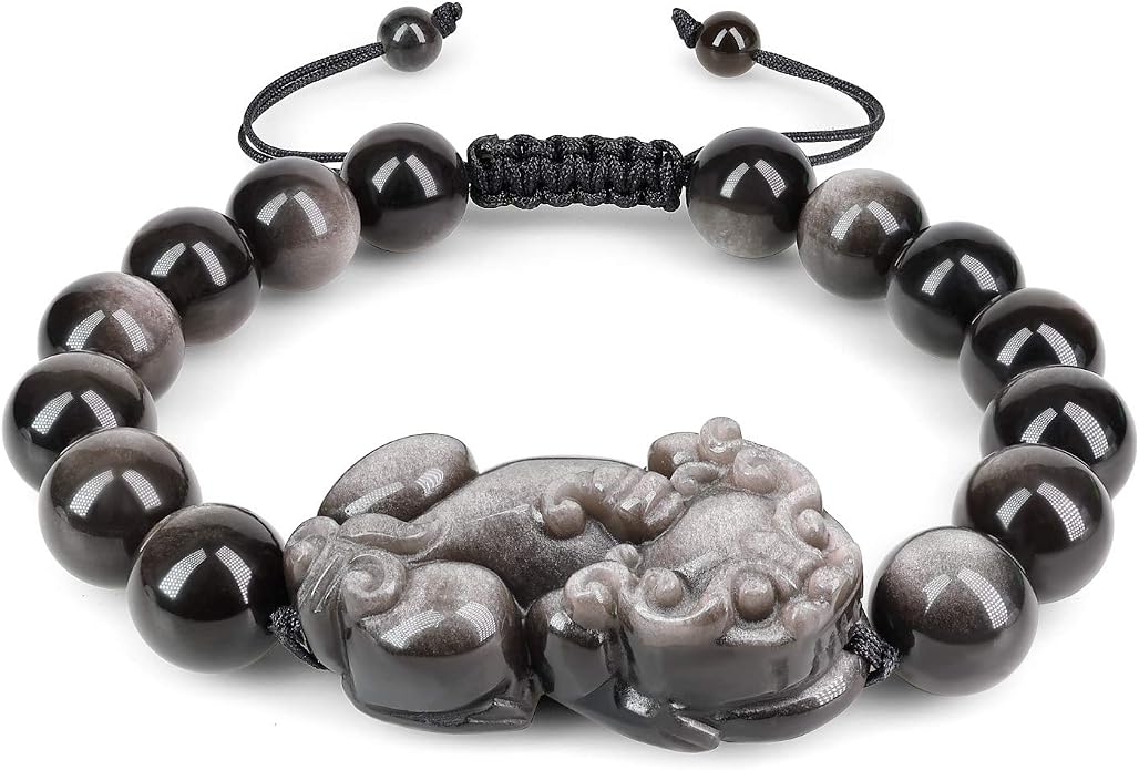 COAI Chinese Feng Shui Pixiu Piyao Stone Tiger Eye/Obsidian/Aventurine Bracelet