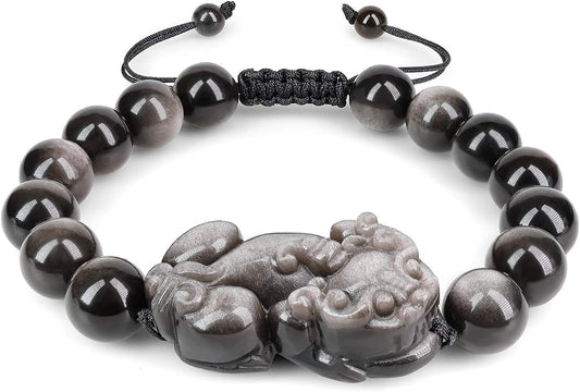 COAI Chinese Feng Shui Pixiu Piyao Stone Tiger Eye/Obsidian/Aventurine Bracelet