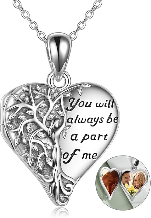YFN Locket Necklace 925 Sterling Silver Heart Locket Necklace that Holds Pictures for Women Jewelry Gifts