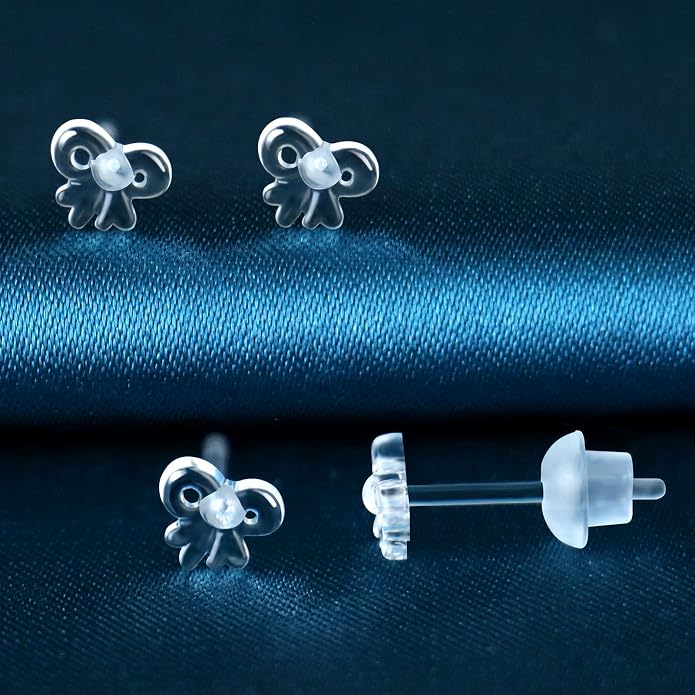 6 Pairs Invisible Plastic Post Earrings For Sensitive Ears - Clear, Sports & Work
