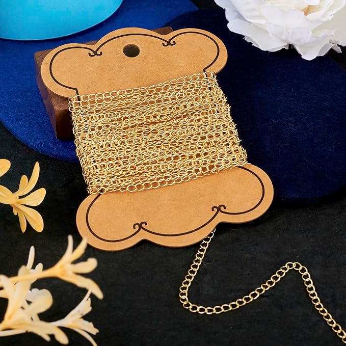 EEE ELECRELIVE 16.4 Feet 14K Gold Filled Curb Chain Soldered Brass Thin Cable Chain Permanent Jewelry for Women Minimalist Necklace Bracelet Making