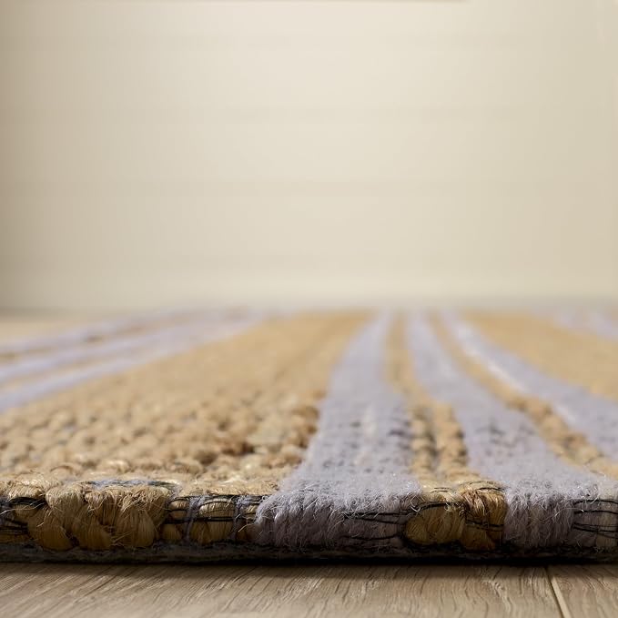Martha Stewart X SAFAVIEH Collection Area Rug - 6' x 9', Natural & Grey, Handmade Wool & Jute, Ideal for Living Room, Bedroom, Dining Space (MSR9528F)