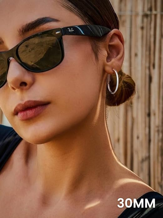 KeyStyle Gold Hoop Earrings for Women, Stainless Steel Hoops Earring Lightweight Loops, 2 mm Thick Hypoallergenic Circle Endless Thin Hoop (20/30/40/50/60/70/80/90/mm)