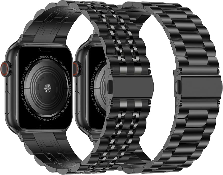 2-Pack Compatible for Apple Watch Band 46mm 42mm Series 11/10, 45mm 41mm Series 9/8/SE 3 Stainless Steel iWatch Ultra 3 Bands Men Women