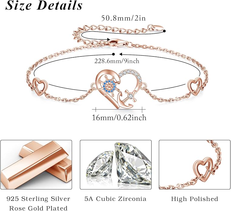 MEDWISE Multicolor Anchor Ankle Bracelets 925 Sterling Silver Anchor Jewelry Adjustable Anklet Summer Beach Jewelry for Daughter Women Wife Mom Christmas Gifts 2025