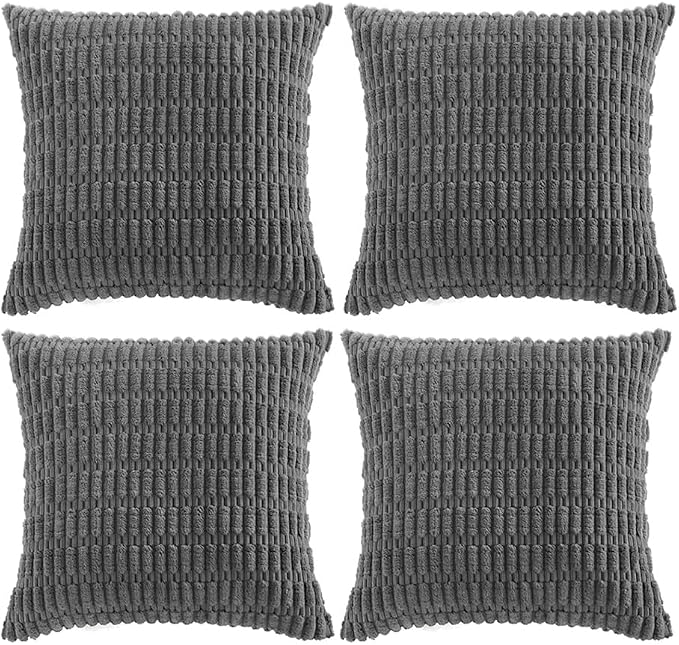 Fancy Homi 4 Packs Decorative Throw Pillow Covers for Living Room Couch Bed, Modern Farmhouse Boho Home Décor Accent Cushion Case, 26" x 26", Dark Gray