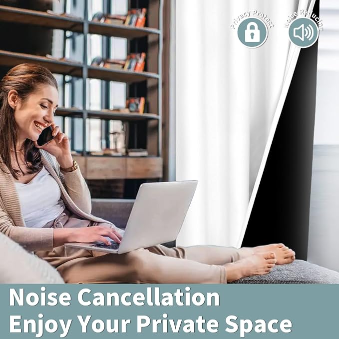 BGment Black Out Curtains 84 Inch Long - White Blackout Curtains for Living Room Grommet Thermal Insulated Light Blocking Room Darkening Curtains & Drapes, 52 Inch Wide Each