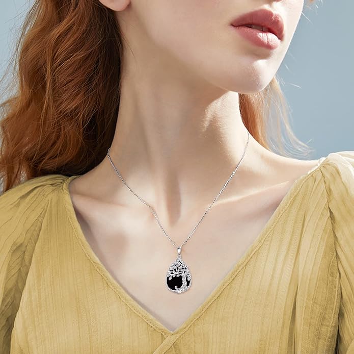 ONEFINITY Tree of Life Necklace 925 Sterling Silver Abalone Shell Celtic Knot Pendant Necklace for Women Jewelry