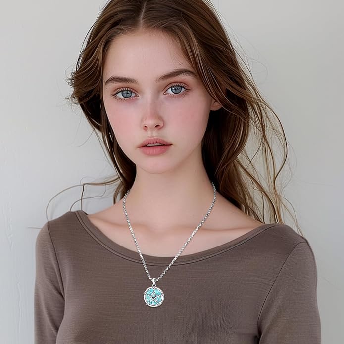 Turquoise Jewelry for Women Men 925 Sterling Silver Pendant Urn Necklaces for Ashes Picture Locket Necklace Thor Hammer Yggdrasil Virgen De Guadalupe St Michael Christopher Judas Witches Knot Necklace