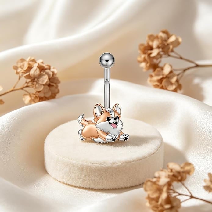 Sterling Silver 14G Belly Button Rings Cross/Cat/Butterfly/Cow/Skull/Birthstone Heart Navel Rings 16mm Body Piercing Jewelry for Women