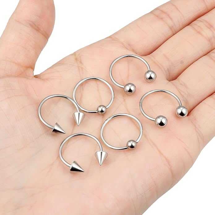 00G 0G 2G 4G 6G 8G 10G 12G 14G 16G Septum Rings Silver Black Surgical Steel Heavy Gauges Earrings Stretching kit Eyebrow Lip Septm Nose Rings Helix Tragus Daith Rook Earrings Hoops 10mm-19mm
