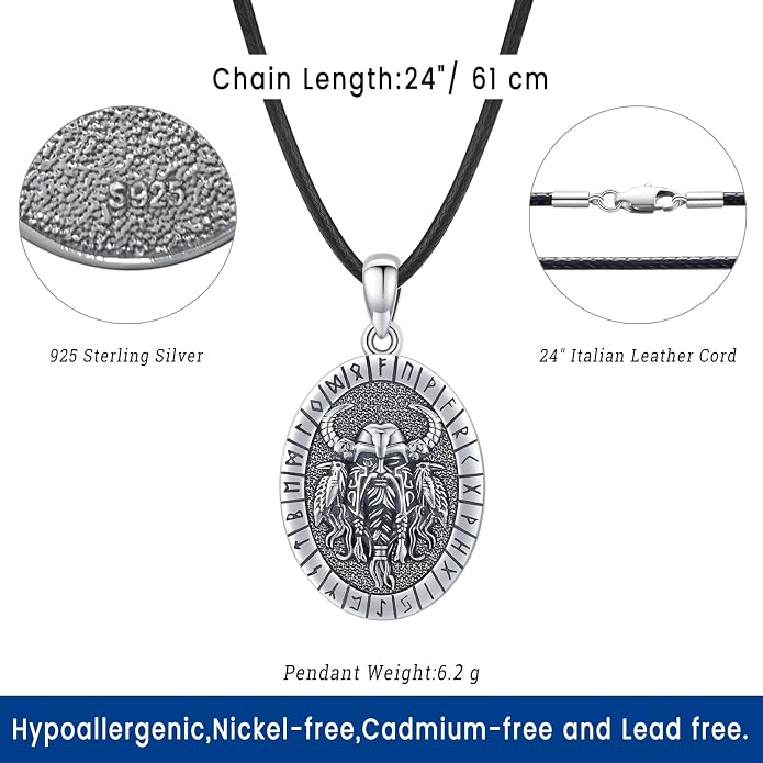 Eusense Viking Jewelry for Men Women Sterling Silver 925 Mjolnir Thors Hammer Pendant Celtic Cross Necklace Wolf Odin Raven Freya Goddess Norse Pagan Compass Vegvisir Yggdrasil Nordic Viking Necklaces Gifts