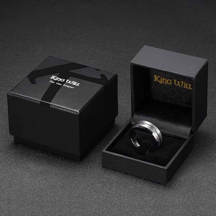 King Will Tungsten Carbide Wedding Band for Men Women-6/8/10mm Width Multicolor Available with Grooved Center Wedding Ring Suitable for Work, Gym Comfort Fit Size 4-16