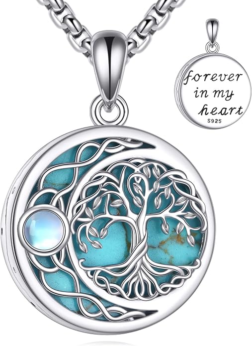 POPLYKE Tree of Life Necklace for Women Sterling Silver Celtic Knot Family Tree With Blue/Purple/Volcano Crystal Irish Gifts for Mom Wife Birthday Christmas