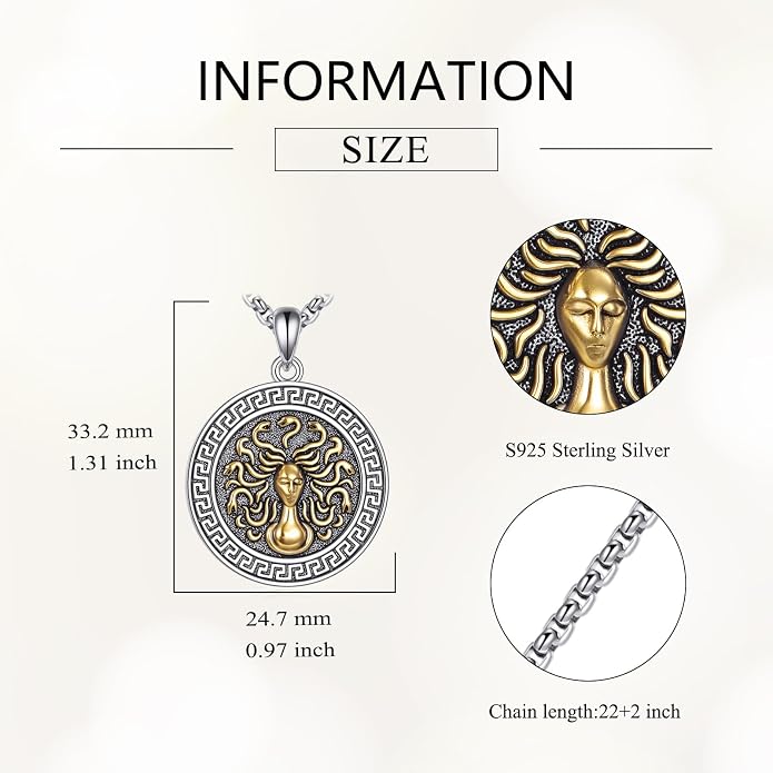 Poseidon/Athena/Apollo/Valhalla/Norse Viking Necklace 925 Sterling Silver Pendant Necklace for Men Greek/Norse Viking Amulet Jewelry Gifts