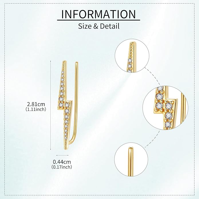 Ear Climbers Earrings for Women Sterling Silver Vintage Ear Crawler Earrings Jewelry Gifts for Women