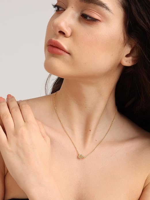FRUMOS Gold Plated Necklace for Women, Dainty Layered Chain Necklace, Fashion Jewelry for Daily Wear