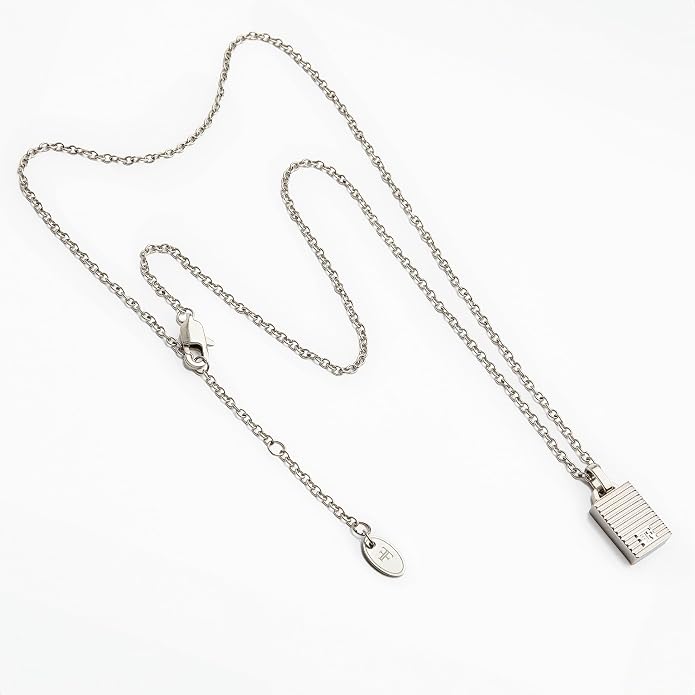 Forge & Foundry Men's Minimalist Stainless Steel and Solid Onyx Inlay Pendant | 21 Inch Rolo Chain | Design-Led Artisan Jewelry, from London