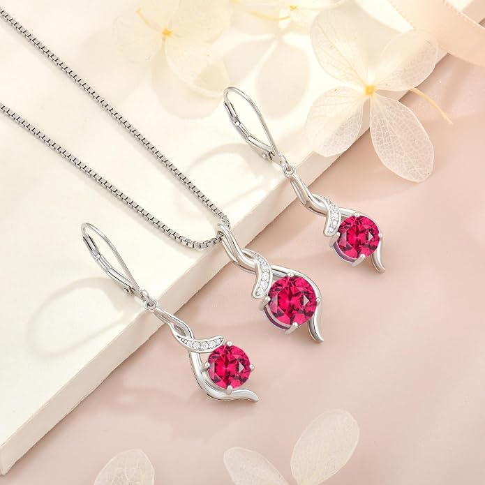 Women‘s Birthstone Pendant Necklace S925 Sterling Silver Imitation Diamond Infinity Necklace Jewelry Gift for Her