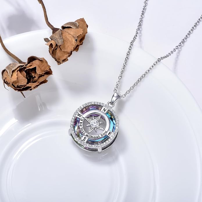 Compass Necklace for Women Graduation Gifts 925 Sterling Silver Celtic Knot Compass Pendant Graduation Jewelry Inspirational Travel Gifts for Women