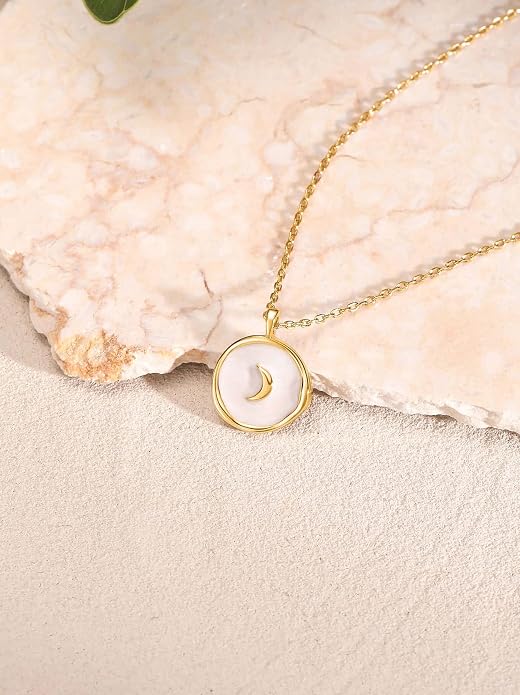 S.Leaf 18K Gold Plated Cubic Zirconia Choker Necklace for Women 925 Sterling Silver Layered Coin Moon Star Heart Circle Crystal Lariat Pendant Necklaces Gifts for Women Trendy