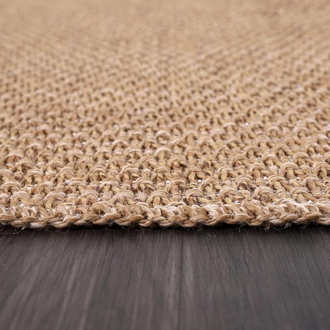 Easy Jute Rug 8x10 Indoor Outdoor Natural Rugs Solid Fiber Rug Woven Area Rug Boho Easy Clean Inside Carpet for Living Room Bedroom Dining Room Hallway or Outdoor Patio Porch (8 X 10 Natural)