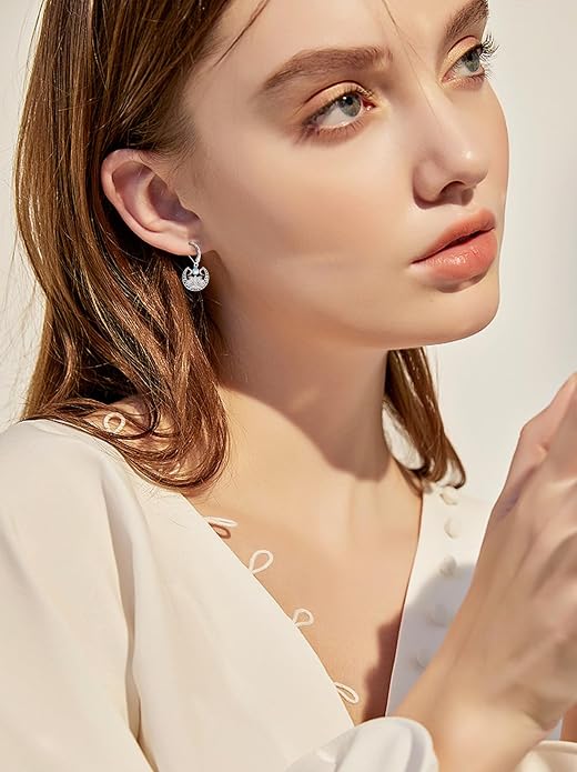 Dorunmo Moonstone Dangle Drop Earrings s925 Sterling Silver Leverback Earrings Filigree Moonstone Jewelry Birthday Gifts for Women