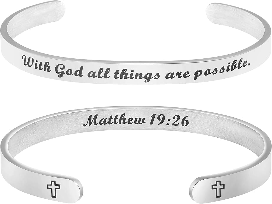 Memgift 𝐂𝐡𝐫𝐢𝐬𝐭𝐢𝐚𝐧 𝐁𝐫𝐚𝐜𝐞𝐥𝐞𝐭𝐬 for 𝐖𝐨𝐦𝐞𝐧 Inspirational Gifts Bible Verse Religious Faith Jewelry Cuff Bracelet Mothers Day Christmas Birthday Jewelry for Her Mother Daughter