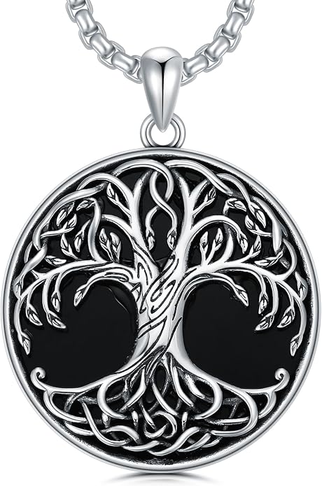 Tree of Life Necklace 925 Sterling Silver Round Tree of Life Pendant Jewelry for Men Women, w/Stainless Steel Chain 22''+2''