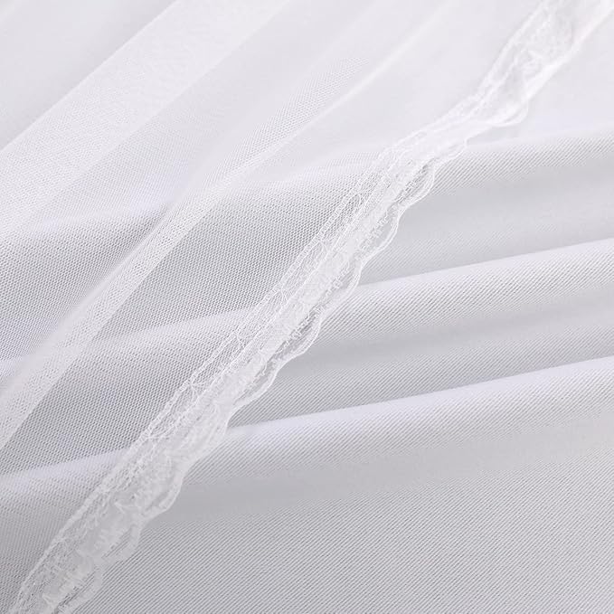 Greyish White Blackout Curtains Set - Double Layers Voile Sheer Light Blocking Draperies with Tie-Backs for Bedroom Windows, 52 x 63 inches, Greyish White, 2 Pieces