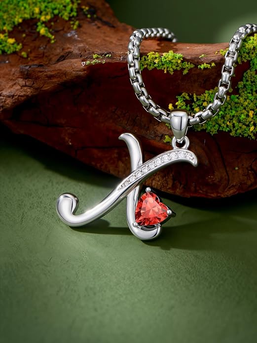Birthday Gifts for Women Alphabet A to Z Initial Birthstone Pendant Necklaces for Women - 18k White Gold Plated Personalized Name Jewelry Anniversary Graduation Gifts for Wife Her Daughter Girlfriend(with Gift Box)