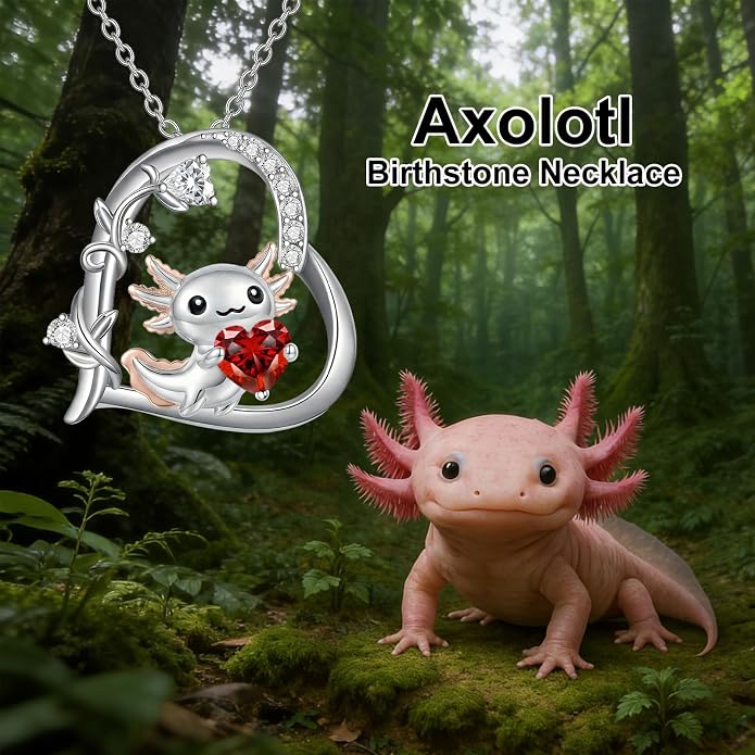 PELOVNY Teddy Bear Necklace for Women 925 Sterling Silver Bear/Highland Cow/Fox/Cat/Axolotl Birthstone Necklace Christmas Birthday Jewelry Gifts for Mom Daughter Wife Sister