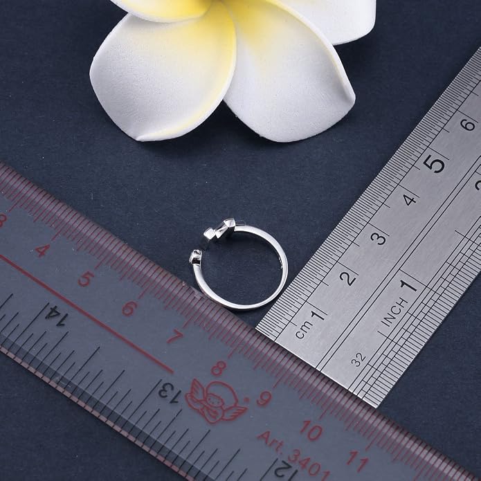 VIKI LYNN 925 Sterling Silver Rings Size 4.5 Adjustable Initial Letter Ring with Cubic Zirconia-Personalized Gifts for Women
