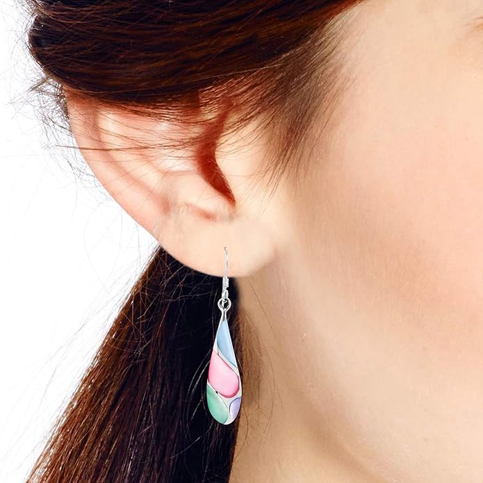 AeraVida Vintage Stone Teardrop Birthstone Sterling Silver Earrings, 9x45 mm | Dangle Earrings for Women
