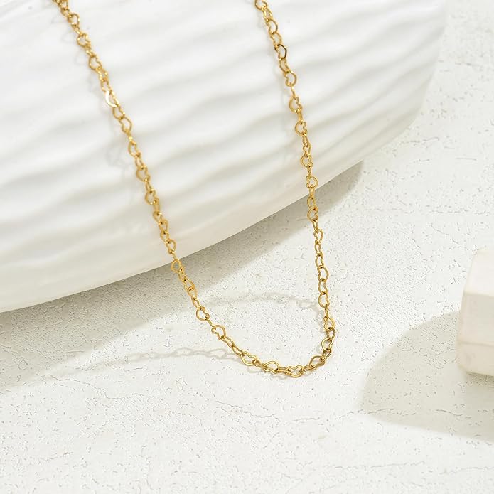 NONAMOIS Gold Chain Necklace for Women Dainty 18K Gold Plated Thin Satellite Beaded Turquoise Necklace Simple Layered Boho Jewelry Christmas Gifts