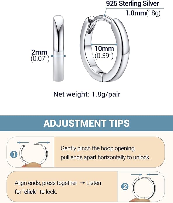 PROSTEEL Hoop Earrings for Women, Huggie Hoop with 925 Sterling Silver Post, 8/10/12/14/16/18/20mm Small Huggie Hoops, 14K Gold Plated/Silver/Black/Rose Gold Hypoallergenic Earrings Jewelry