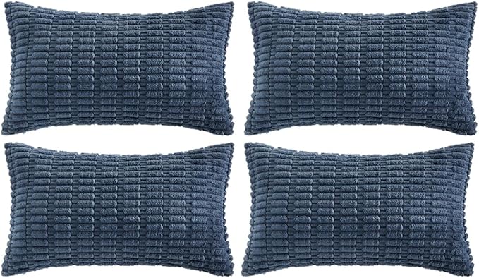 Fancy Homi 4 Packs Decorative Throw Pillow Covers for Living Room Couch Bed, Modern Farmhouse Boho Home Décor Accent Cushion Case, 24" x 16", Dusty Blue