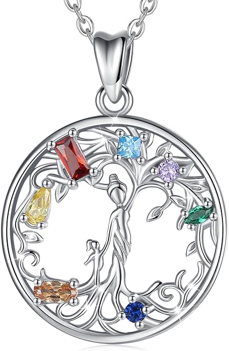 AEONSLOVE Tree of Life Necklace 925 Sterling Silver, Family Tree of Life Pendants Jewelry Gifts for Women Wife Mother, 18 Inch Chain