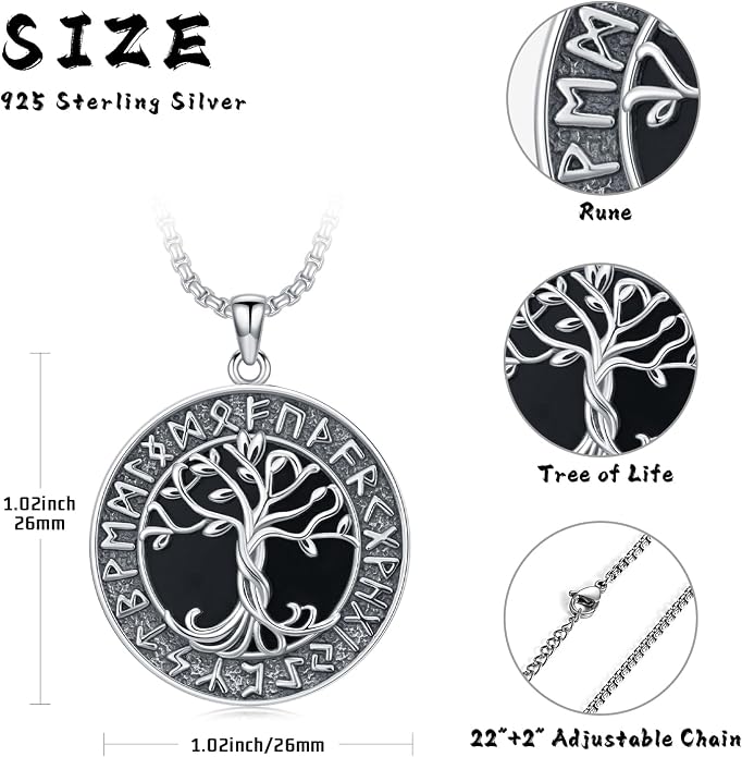 Viking Necklace for Men 925 Sterling Silver Viking Norse Pagan Jewelry Gifts for Women