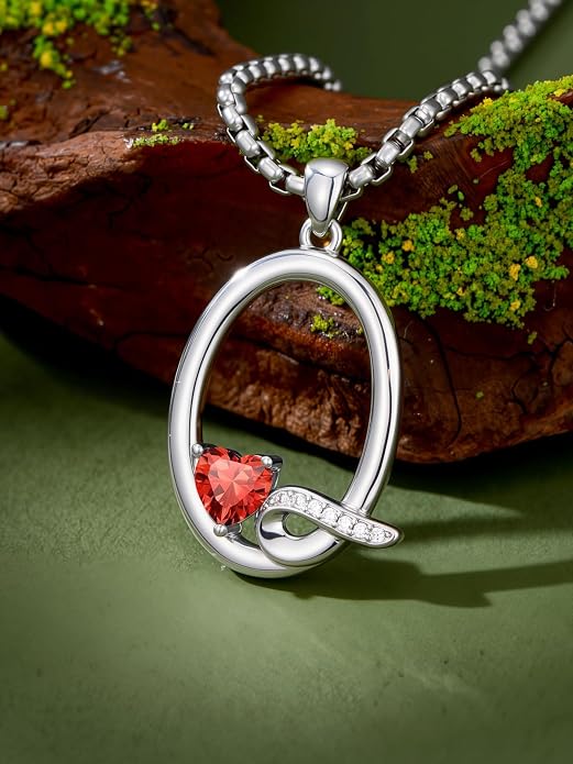 Birthday Gifts for Women Alphabet A to Z Initial Birthstone Pendant Necklaces for Women - 18k White Gold Plated Personalized Name Jewelry Anniversary Graduation Gifts for Wife Her Daughter Girlfriend(with Gift Box)