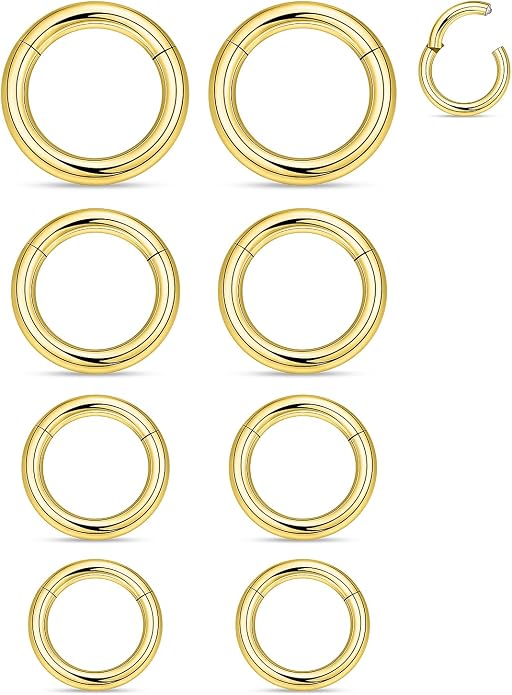 20G-2G Surgical Steel Hinged Clicker Septum Nose Rings Gauges Earrings Seamless Hoops Eyebrow Lip Ring Cliker Helix Tragus Daith Rook Earrings for Women Men