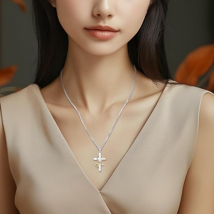 Celtic Cross Tree of Life Necklace for Women Sterling Silver Thor Hammer Tree of Life Pendant Irish Knot Cross Amulet Tree of Life Jewelry