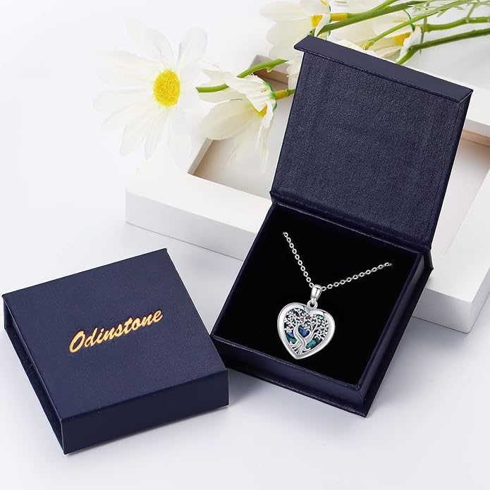 Odinstone Tree of Life Necklace, Sterling Silver Pendant for Women Family Tree Necklaces Jewelry for Mom/Wife/Grandma(With Fine Gift Box)