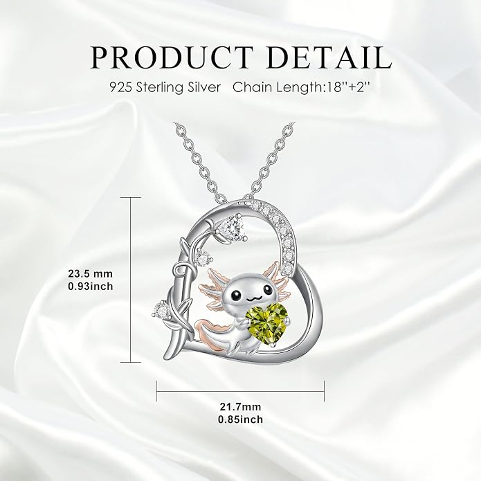 PELOVNY Teddy Bear Necklace for Women 925 Sterling Silver Bear/Highland Cow/Fox/Cat/Axolotl Birthstone Necklace Christmas Birthday Jewelry Gifts for Mom Daughter Wife Sister