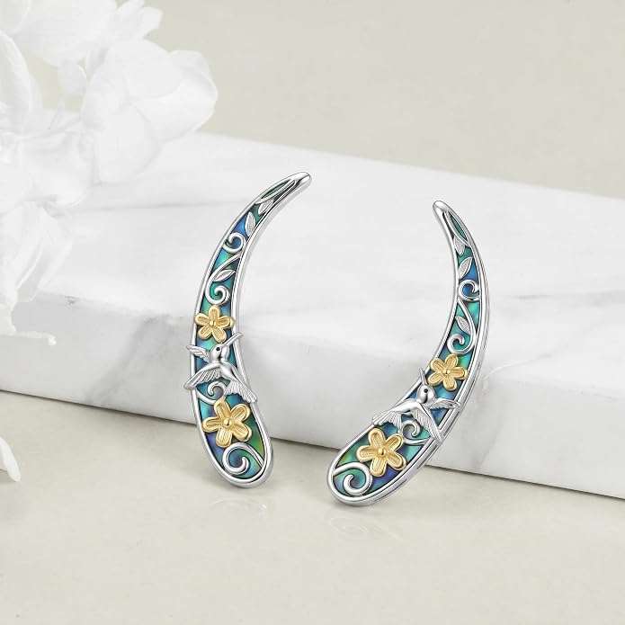 Ear Climbers Earrings for Women Sterling Silver Vintage Ear Crawler Earrings Jewelry Gifts for Women