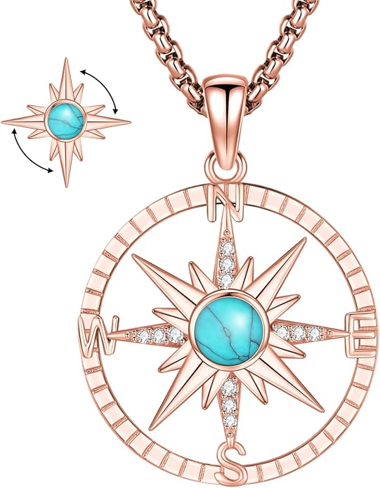 Compass Necklace for Women Men 925 Sterling Silver Pendant Urn Necklaces for Ashes Picture Locket Necklace Anchor Necklace Viking Necklace Crystals CZ Moonstone Abalone Shell Turquoise Compass Jewelry