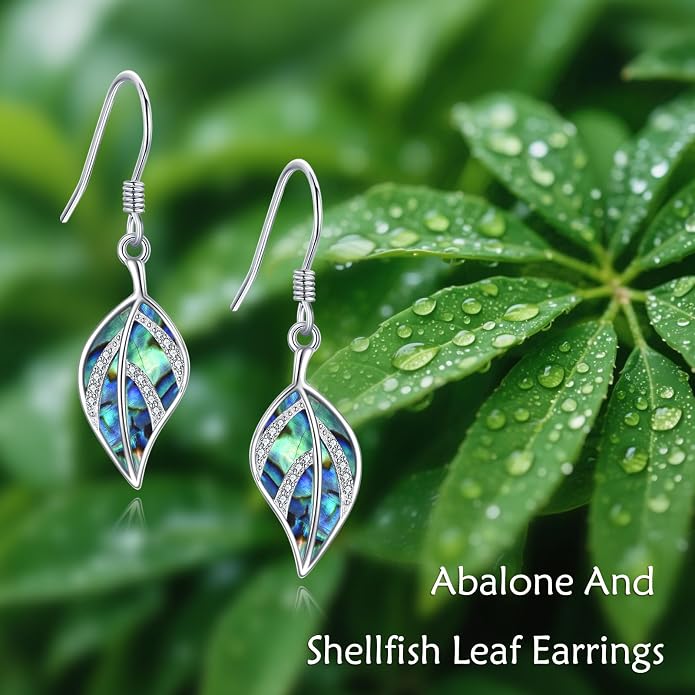 VONALA Abalone Shell Filigree Earrings 925 Sterling Silver Half Butterfly/Dragonfly Teardrop/Long/Vintage Abalone Shell Drop Dangling Earrings Bohemian Jewelry Gifts for Women